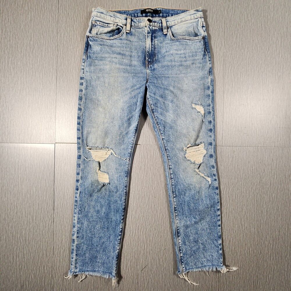 Hudson Jeans Jessi Boyfriend Fit Distressed Blue Size 27 Light Wash